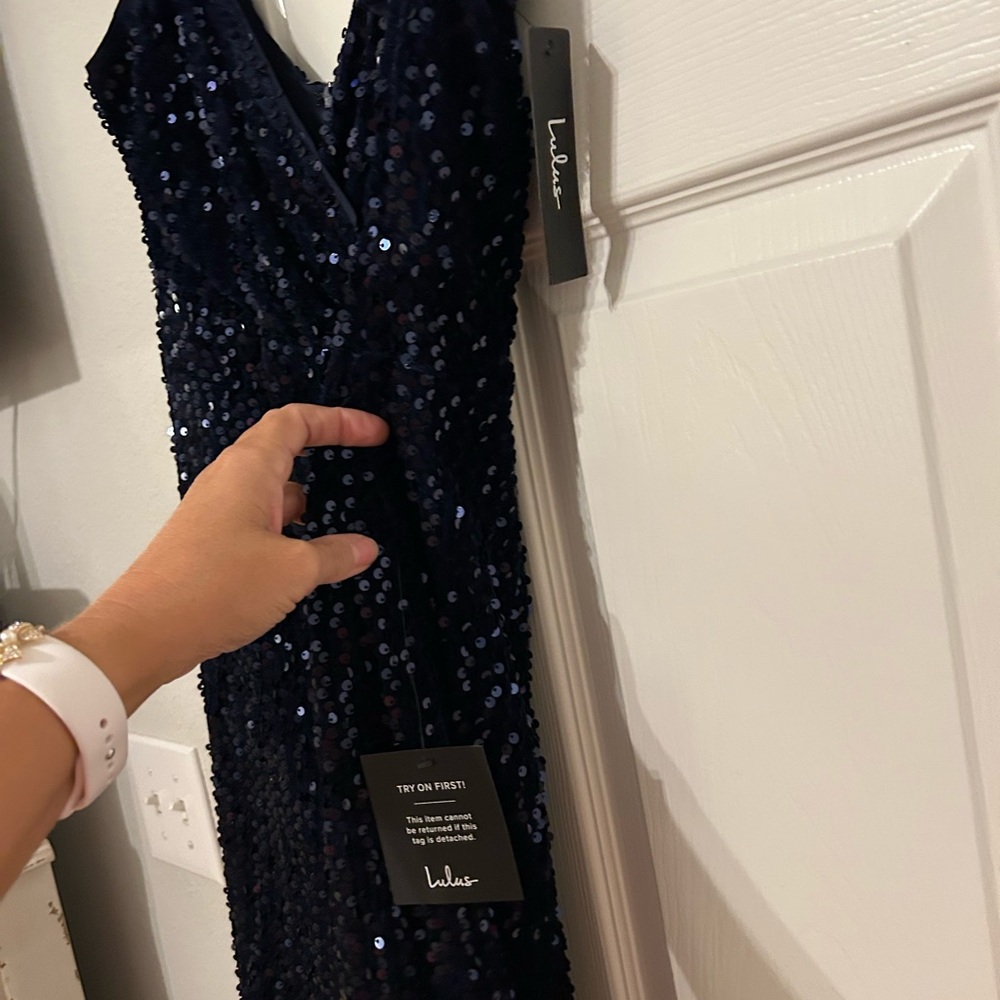 Lulu’s navy sequin jumpsuit - Picture 4 of 5